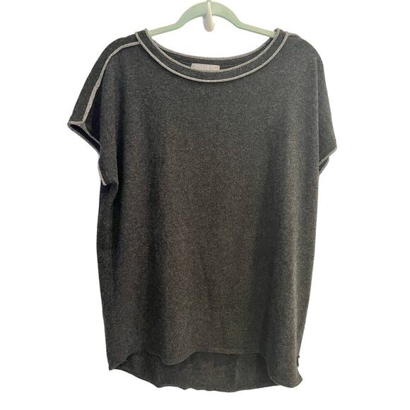 Neiman Marcus Cashmere Collection Size Small Gray Sweater Poncho Short Sleeves - Picture 1 of 6